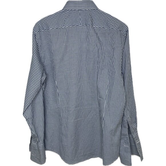 charles tyrwhitt Plaid Button Down Shirt Blue Extra Slim Fit French Cuff 15.5/33 - Picture 3 of 7